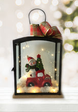 Load image into Gallery viewer, 17" Red Lantern with Snowmen and Red Car