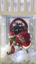 Load image into Gallery viewer, 12" White Lantern with Grinch Stealing Christmas