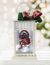 Load image into Gallery viewer, 12" White Lantern with Grinch Stealing Christmas
