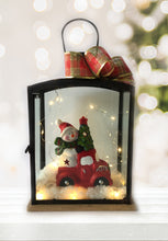 Load image into Gallery viewer, 17&quot; Red Lantern with Snowmen and Red Car
