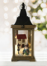 Load image into Gallery viewer, 20&quot; Wooden Lantern with Snowman
